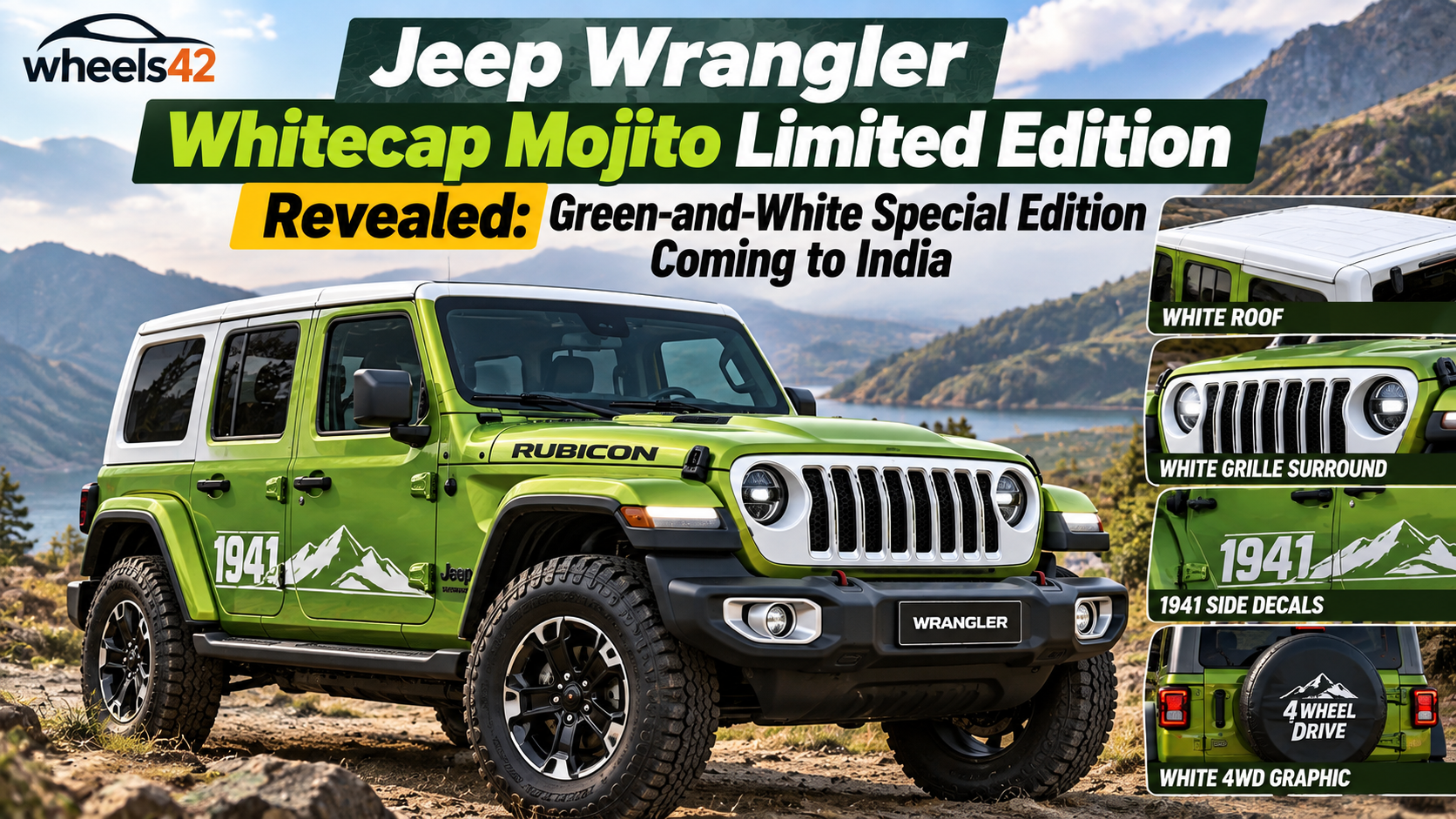 Jeep Wrangler Whitecap Mojito Limited Edition Revealed: Green-and-White Special Edition Coming to India